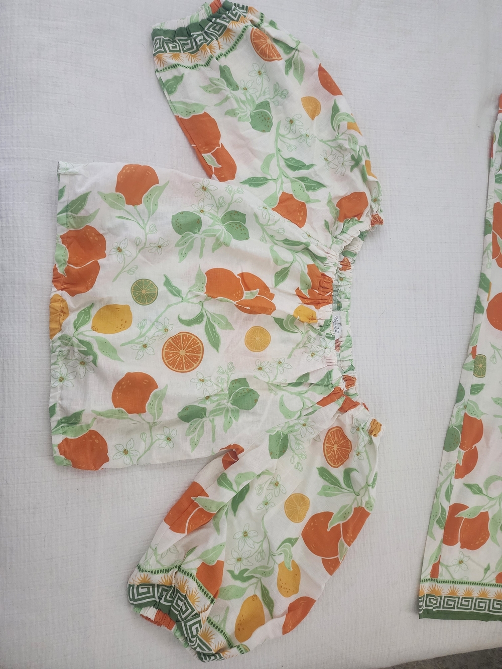 Rachel Zoe Citrus Print Off-Shoulder Top And Pants Suit - Orange/Green/Yellow - Picture 3 of 5